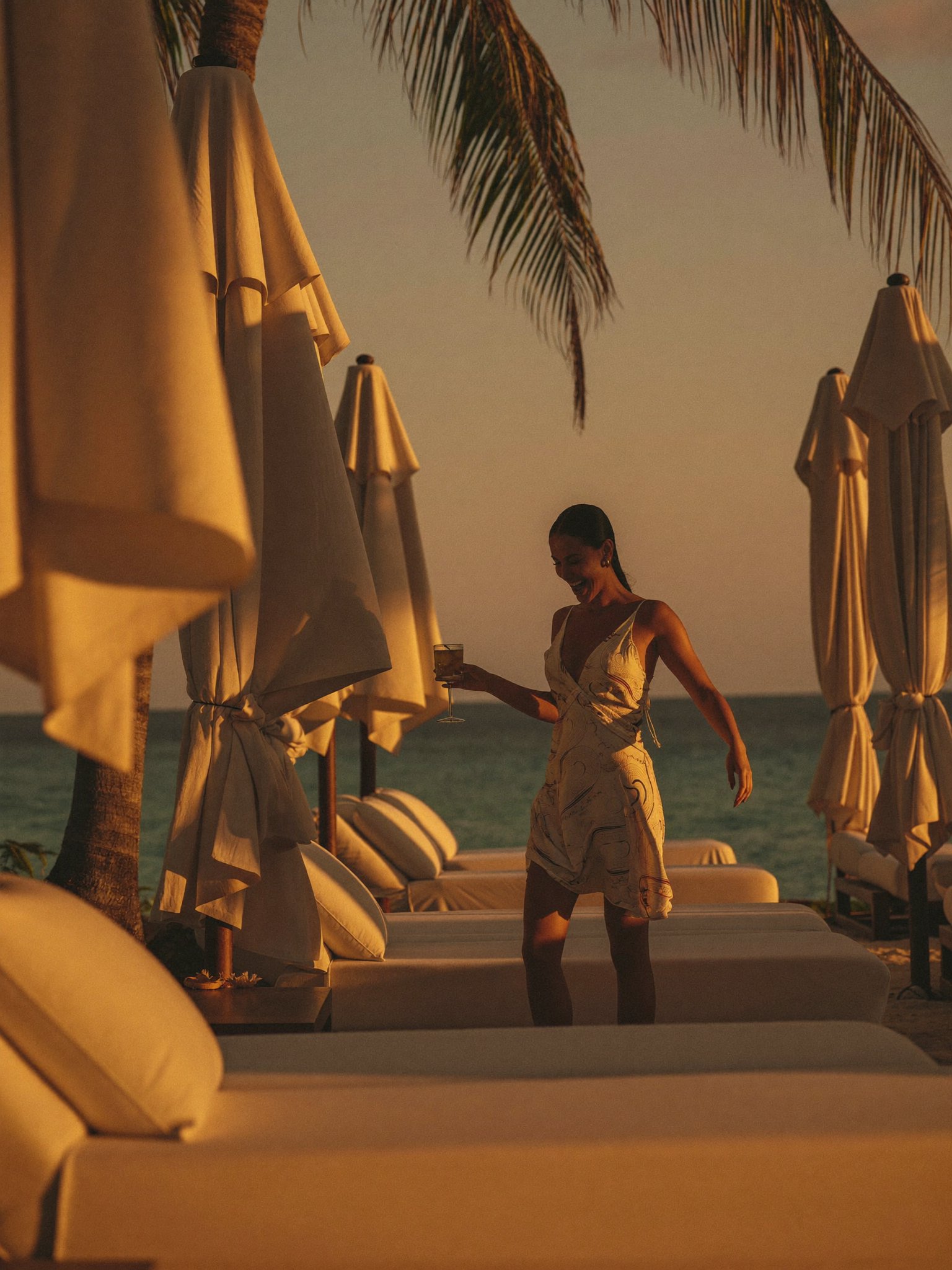 Beach club at golden hour